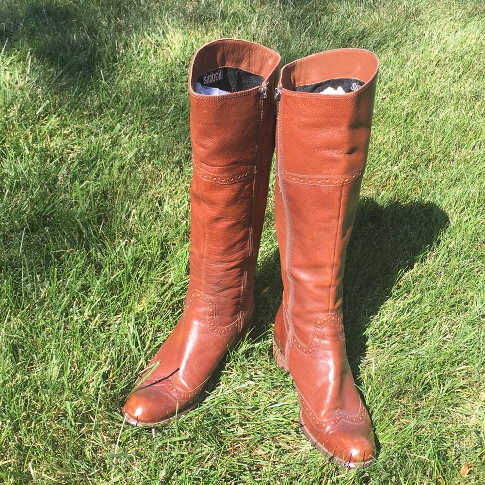 Leather Italian Simboli zipper boots